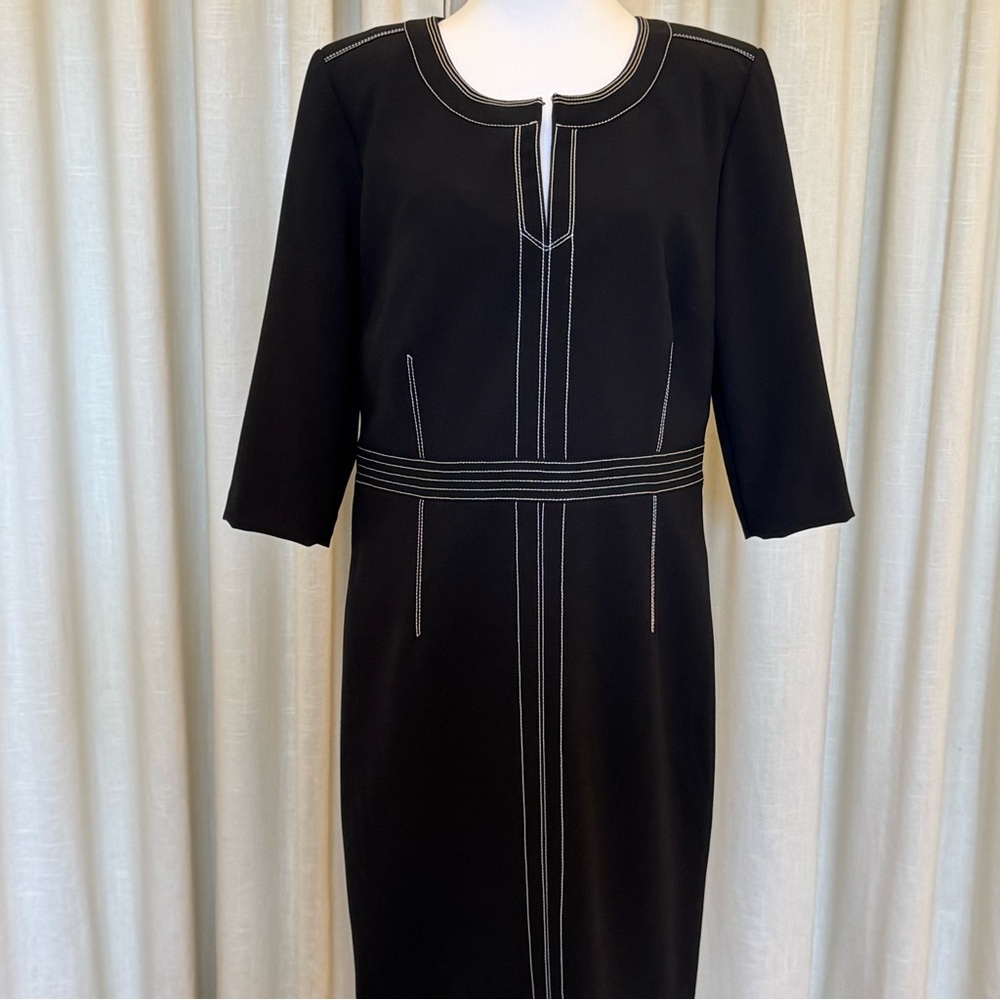 Etcetera Black Sheath Dress with 3/4 Sleeves for Work